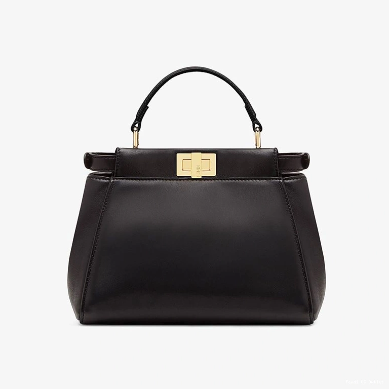 Affordable HOT In Handbag Peekaboo Mini Fendi Nappa Black Iconic Leather 0817